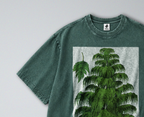 Oversized Snow Washed Cotton Tee - Weeping Birch Tree Print