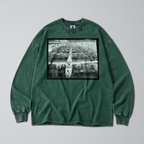 Oversized Snow Washed Long Sleeve Cotton Tee - WW2 B24 Liberator Bomber Print