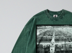 Oversized Snow Washed Long Sleeve Cotton Tee - WW2 B24 Liberator Bomber Print