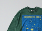 Oversized Snow Washed Long Sleeve Cotton Tee - Star Gazing Planetarium Print