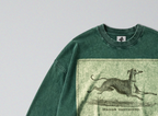 Oversized Snow Washed Long Sleeve Cotton Tee - Black & White Greyhound Print