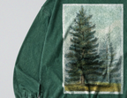 Oversized Snow Washed Long Sleeve Cotton Tee - Woodland Pine Tree Print