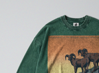 Oversized Snow Washed Long Sleeve Cotton Tee - Preserve Wildlife Print