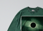 Oversized Snow Washed Long Sleeve Cotton Tee - Solar Eclipse Print