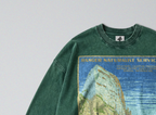Oversized Snow Washed Long Sleeve Cotton Tee - Zion National Park Print