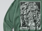 Oversized Snow Washed Cotton Sweatshirt - Macabre Skeletons Print