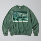 Oversized Snow Washed Cotton Sweatshirt - Arctic Northern Lights Print