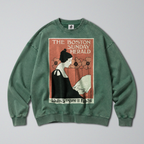 Oversized Snow Washed Cotton Sweatshirt - Boston Sunday Herald Print