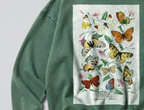 Oversized Snow Washed Cotton Sweatshirt - Maximalist Butterflies Print