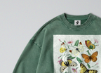 Oversized Snow Washed Cotton Sweatshirt - Maximalist Butterflies Print