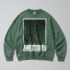 Oversized Snow Washed Cotton Sweatshirt - Shooting Stars in Night Sky Print