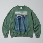 Oversized Snow Washed Cotton Sweatshirt - Portuguese Man O' War Print