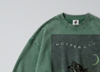 Oversized Snow Washed Cotton Sweatshirt - 1922 Nosferatu Movie poster Print