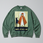 Oversized Snow Washed Cotton Sweatshirt - Red Riding Hood Print