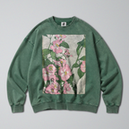 Oversized Snow Washed Cotton Sweatshirt - Colorful Prairie Rose Print