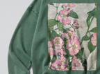 Oversized Snow Washed Cotton Sweatshirt - Colorful Prairie Rose Print