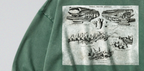 Oversized Snow Washed Cotton Sweatshirt - Mosasaurus Skull Fossil Print