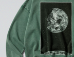 Oversized Snow Washed Cotton Sweatshirt - Sun and Moon in Outer Space Print