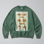 Oversized Snow Washed Cotton Sweatshirt - Cakes and Pastries Print