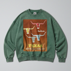Oversized Snow Washed Cotton Sweatshirt - Texas Travel Print