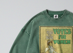 Oversized Snow Washed Cotton Sweatshirt - Votes for Women Newspaper Print