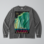 Oversized Snow Washed Long Sleeve Cotton Tee - Alaska Glacier's Print