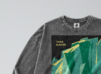 Oversized Snow Washed Long Sleeve Cotton Tee - Alaska Glacier's Print