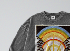 Oversized Snow Washed Long Sleeve Cotton Tee - Museum of Natural History Print