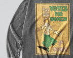 Oversized Snow Washed Long Sleeve Cotton Tee - Votes For Women Print