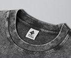 Oversized Snow Washed Cotton Tee - Morbid Public Execution Print