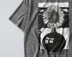 Oversized Snow Washed Cotton Tee - Black & White Sunflower Print