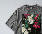 Oversized Snow Washed Cotton Tee - Japanese Chrysanthemums Print