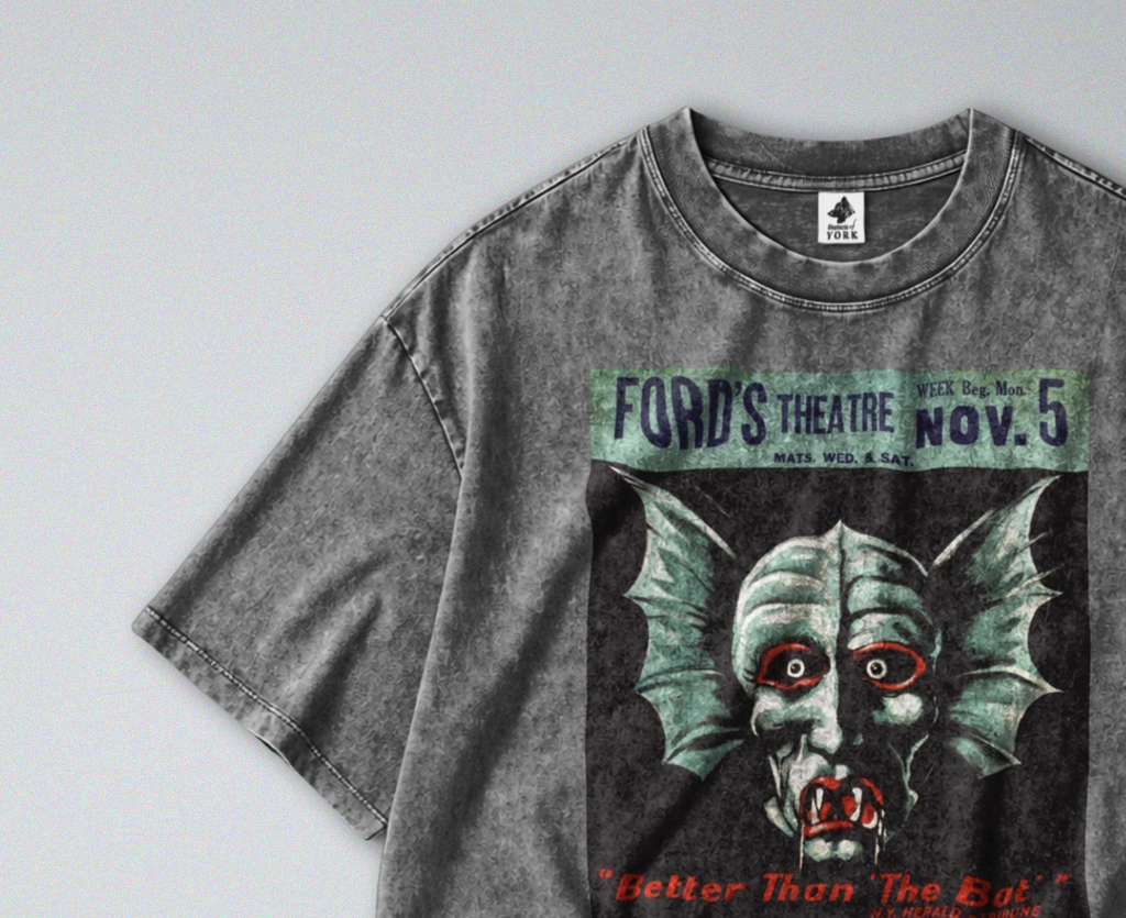 Oversized Snow Washed Cotton Tee - Bram Stoker's Dracula Theater Print