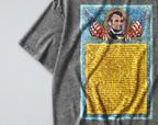Oversized Snow Washed Cotton Tee - Lincoln's Gettysburg Address Print