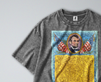 Oversized Snow Washed Cotton Tee - Lincoln's Gettysburg Address Print