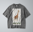 Oversized Snow Washed Cotton Tee - Nubian Giraffe Print