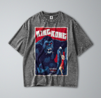 Oversized Snow Washed Cotton Tee - Danish King Kong Movie Poster Print