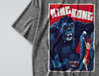 Oversized Snow Washed Cotton Tee - Danish King Kong Movie Poster Print