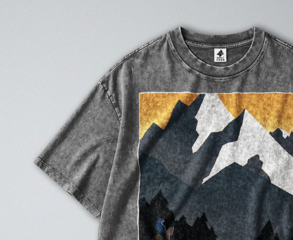 Oversized Snow Washed Cotton Tee - State of Montana Print