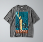 Oversized Snow Washed Cotton Tee - New York City Skyline at Night Print
