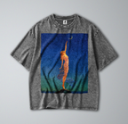 Oversized Snow Washed Cotton Tee - Reach for the Moon Print
