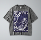 Oversized Snow Washed Cotton Tee - Save the Whales, Marine Conservation Print