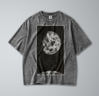 Oversized Snow Washed Cotton Tee - Outer Space Sun and Moon Print