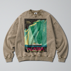 Oversized Snow Washed Cotton Sweatshirt - Alaskan Glaciers Print