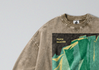 Oversized Snow Washed Cotton Sweatshirt - Alaskan Glaciers Print