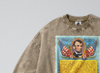 Oversized Snow Washed Cotton Sweatshirt - Lincoln's Gettysburg Speech Print