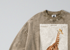 Oversized Snow Washed Cotton Sweatshirt - Nubian Giraffe Print