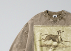 Oversized Snow Washed Cotton Sweatshirt - Italian Greyhound Print