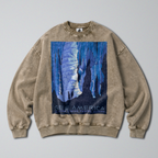 Oversized Snow Washed Cotton Sweatshirt - Carlsbad Caverns National Park Print