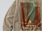 Oversized Snow Washed Cotton Sweatshirt - Sequoia National Park Print